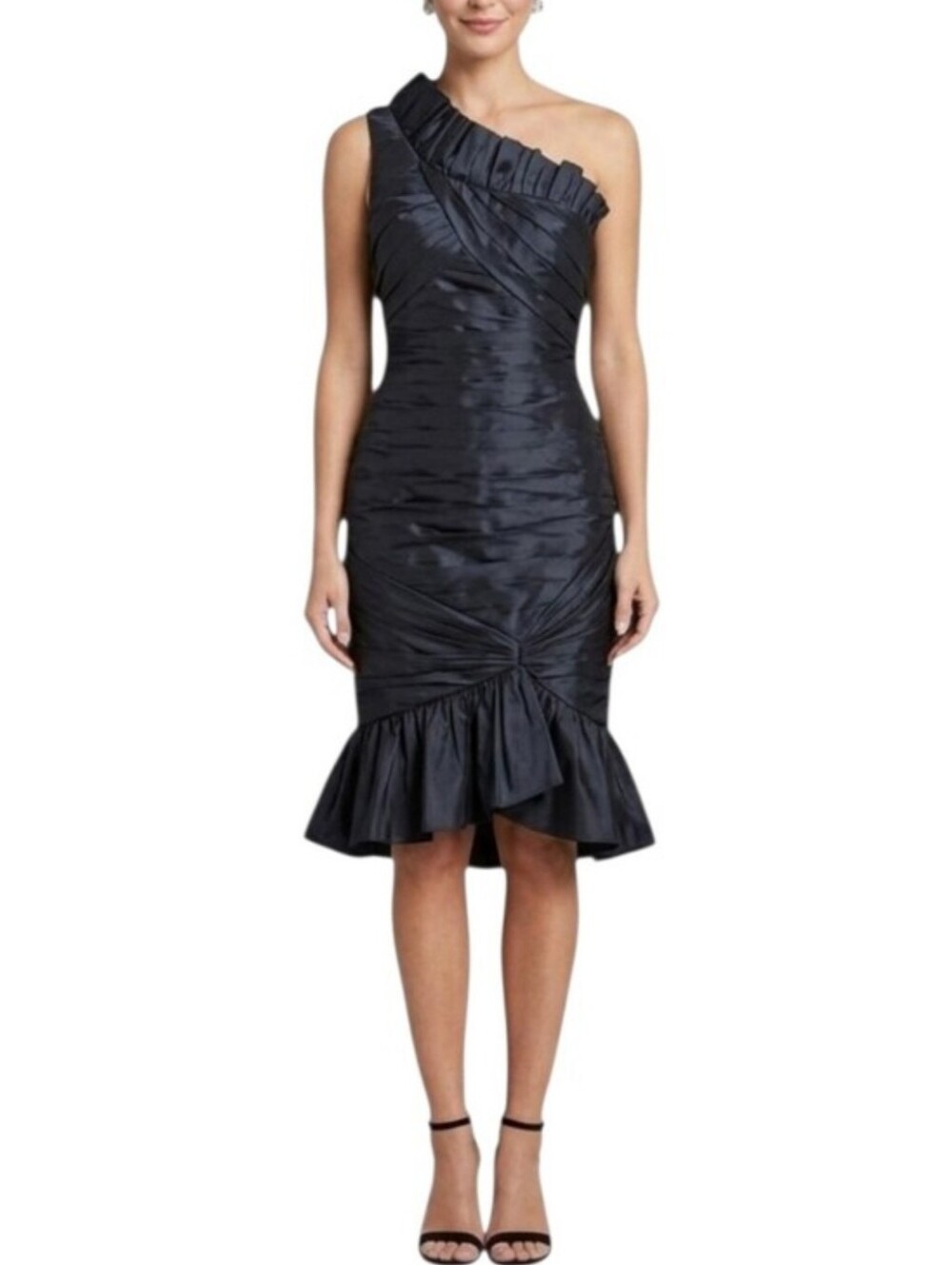 NEW ADRIANNA PAPEL Black One Shoulder Little Black Dress Women's Size 12